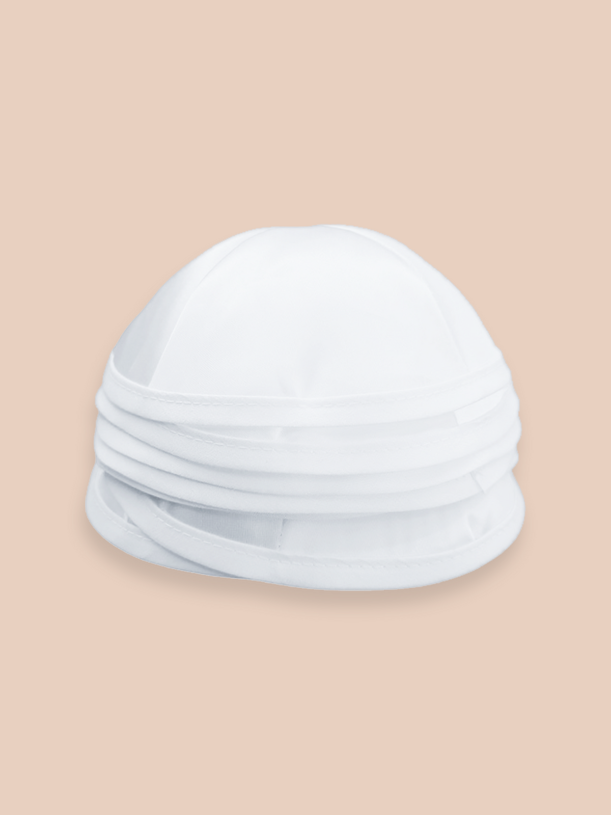 Stack of blank white satin kippahs