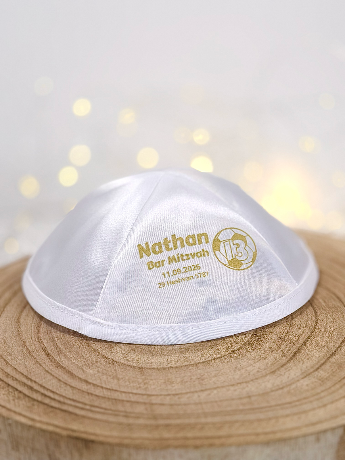 Soccer ball & Number 13 – Bar Mitzvah Kippah