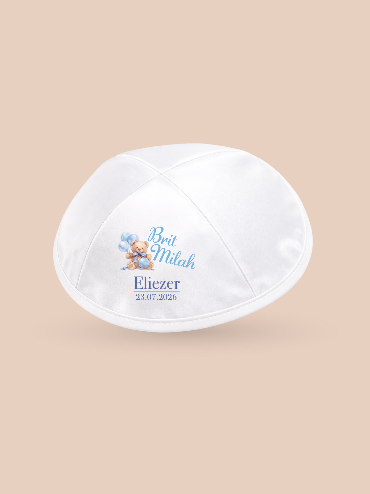 Teddy Bear blue ribbon & Balloons – Brit Milah Kippah