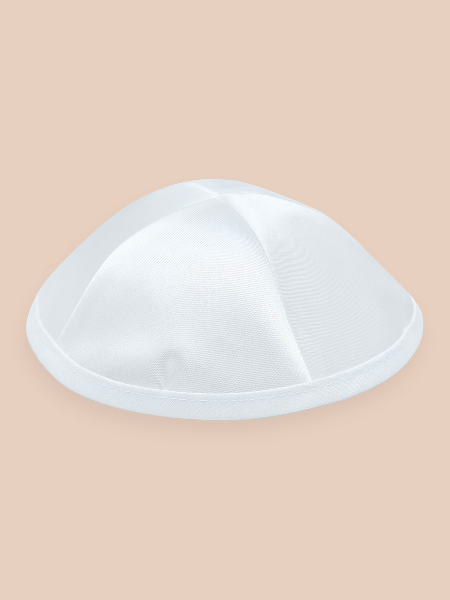 Blank white satin kippah