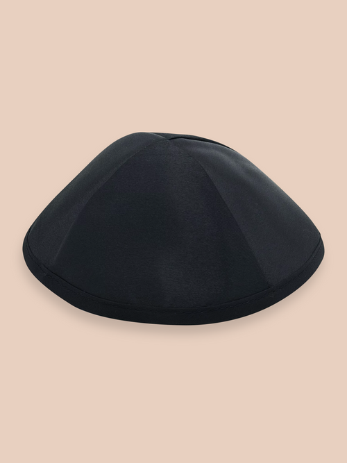 Blank black lined satin kippah with black lining